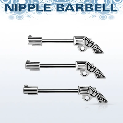 316L Surgical Steel Revolver Gun Nipple Ring Barbell