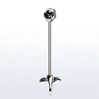 316L Surgical Steel Rose Flower and Stem Industrial Straight Barbell