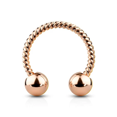 316L Surgical Steel Rose Gold PVD Twisted Rope Horseshoe
