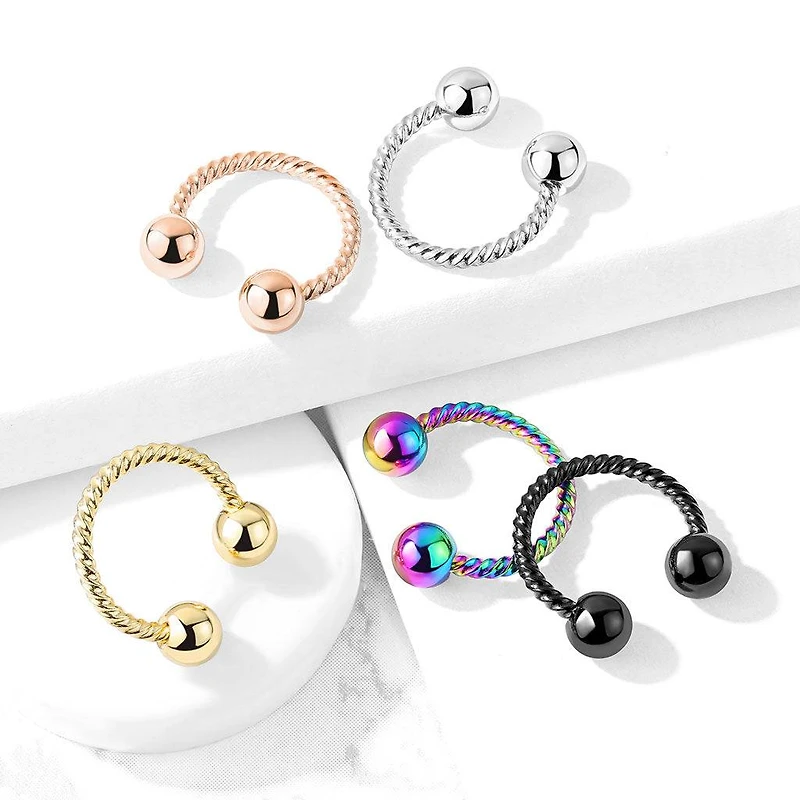 316L Surgical Steel Rose Gold PVD Twisted Rope Horseshoe