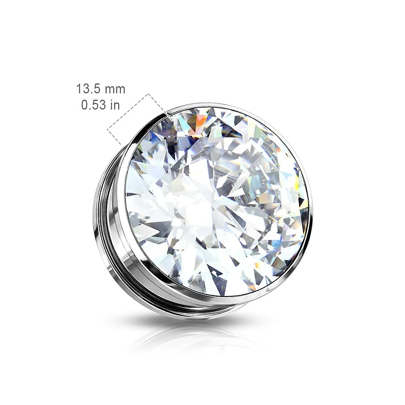 316L Surgical Steel Screw On Flat Gem Ear Plugs