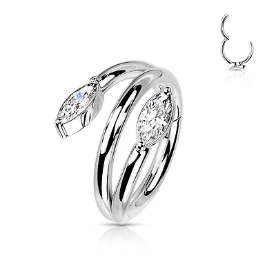 316L Surgical Steel Spiral Vine Hinged Hoop Clicker