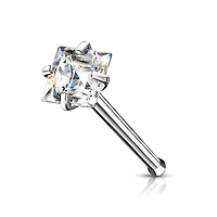 316L Surgical Steel Square White CZ Ball End Nose Pin