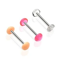 316L Surgical Steel Straight Barbell Tongue Ring with Dome Half-Ball Ends