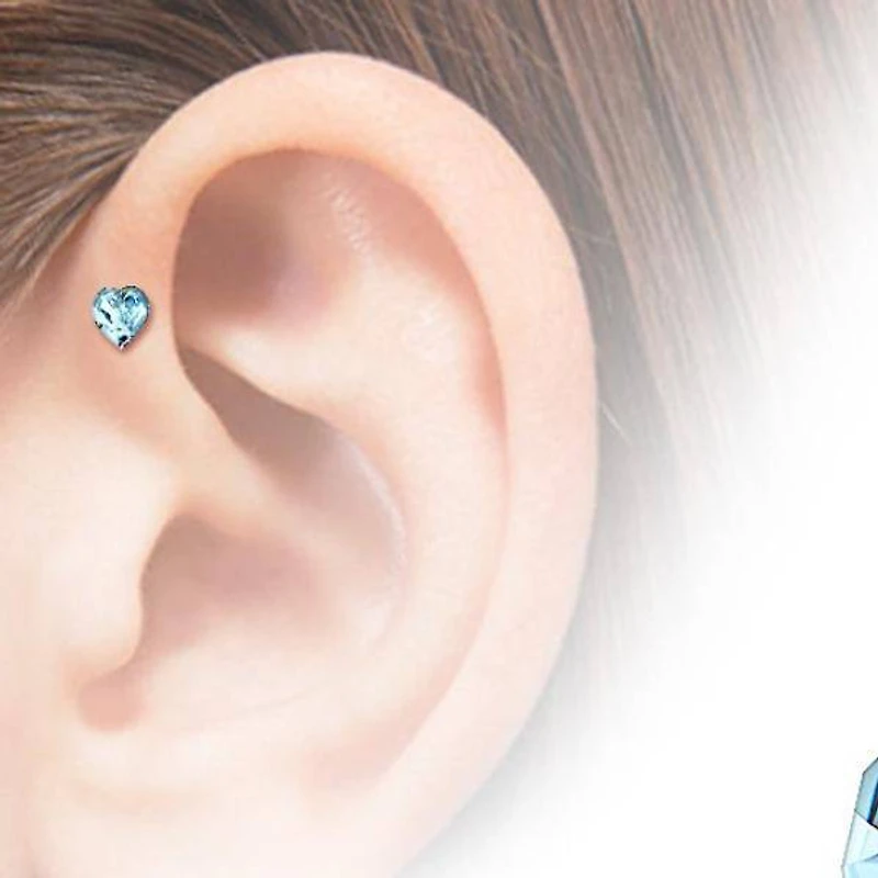 316L Surgical Steel White Heart Crystal Helix Barbell