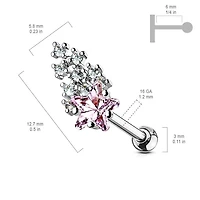 316L Surgical Steel White Shooting Star Ball Back Cartilage Ring