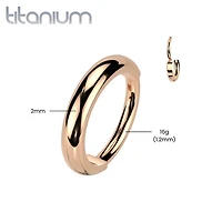 Implant Grade Titanium Rose Gold PVD Thick Hinged Helix Cartilage Clicker Hoop