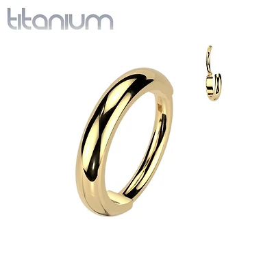 Implant Grade Titanium Gold PVD Thick Hinged Helix Cartilage Clicker Hoop