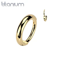 Implant Grade Titanium Gold PVD Thick Hinged Helix Cartilage Clicker Hoop