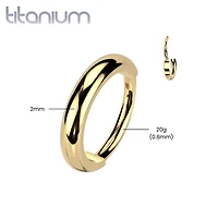 Implant Grade Titanium Gold PVD Thick 20ga Nose Hoop Hinged Clicker Ring