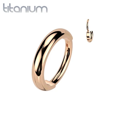 Implant Grade Titanium Rose Gold PVD Thick Hinged Helix Cartilage Clicker Hoop