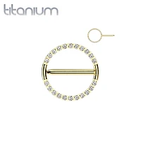Implant Grade Titanium Gold PVD White CZ Hinged Clicker Nipple Shield