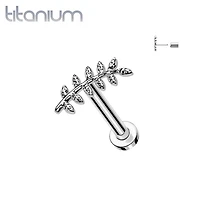 Implant Grade Titanium Curved Textured Leaf Push In Threadless Labret With Flat Back