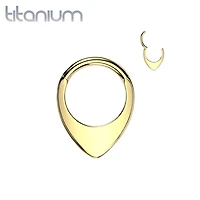 Implant Grade Titanium Gold PVD Thick Flat V Shape Septum Hinged Clicker Hoop