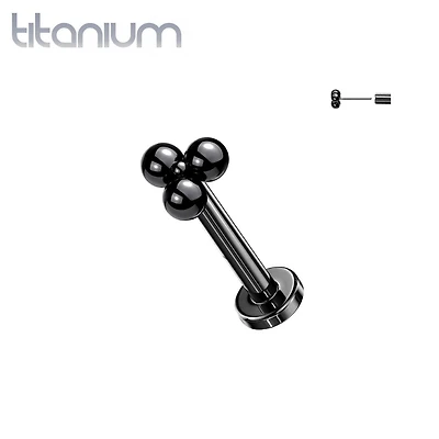 Implant Grade Titanium Threadless Push In Tragus/Cartilage Black PVD Trillium Labret Stud