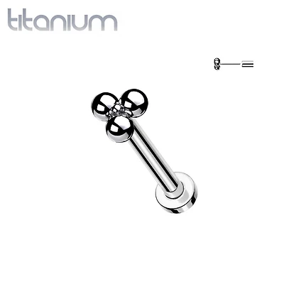 Implant Grade Titanium Threadless Push In Tragus/Cartilage Trillium Labret Stud