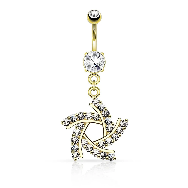 5 Edged Star Dangling Surgical Steel Belly Button Navel Ring