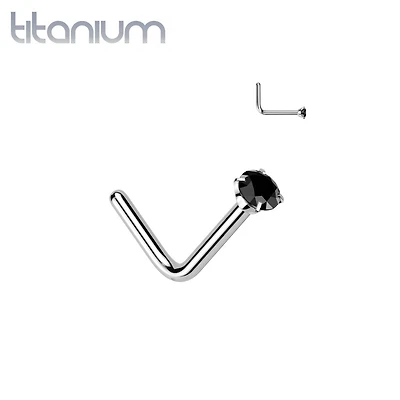 Implant Grade Titanium Black CZ L Shape Nose Stud