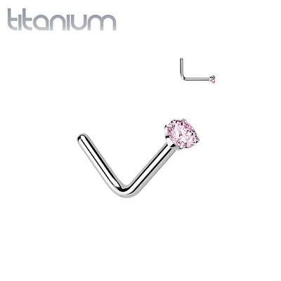 Implant Grade Titanium CZ L Shape Nose Stud