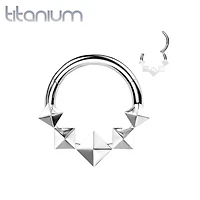 Implant Grade Titanium Pyramid Shaped Septum Hinged Clicker Hoop