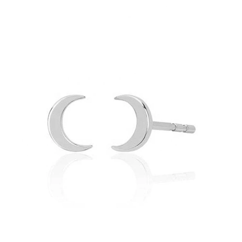 925 Sterling Silver Small Dainty Crescent Moon Minimal Earring
