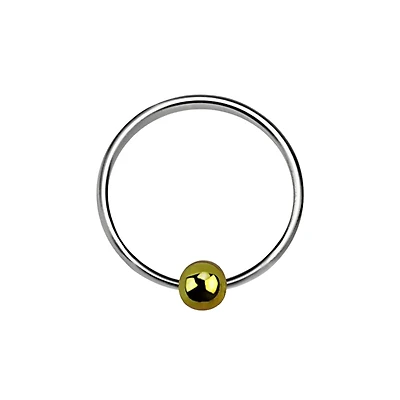 925 Sterling Silver Small Nose Hoop Ring with Fixed Gold Ball