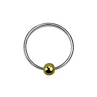 925 Sterling Silver Small Nose Hoop Ring with Fixed Gold Ball