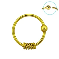 925 Sterling Silver 18kt Gold Plated Tribal Wire Twist Nose Hoop Ring
