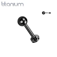 Implant Grade Titanium Black PVD Threadless Push In Ball Top Labret With Flat Back
