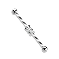 316L Surgical Steel Baguette Gem Cluster Industrial Barbell