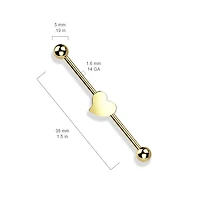 316L Surgical Steel Flat Fixed Heart Shape Industrial Barbell