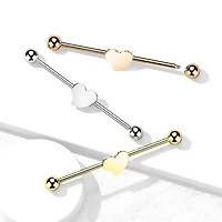 316L Surgical Steel Rose Gold PVD Flat Fixed Heart Shape Industrial Barbell