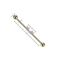 316L Surgical Steel White CZ Wing Design Gem Cluster Industrial Barbell