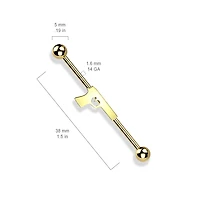 316L Surgical Steel Pistol Gun Outline Industrial Barbell