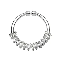 Fake Faux Clip On 925 Sterling Silver Wire Nose Hoop Ring