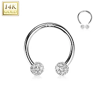 14kt White Gold White Multi CZ Cluster Horseshoe