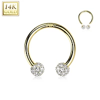 14kt Yellow Gold White Multi CZ Cluster Horseshoe