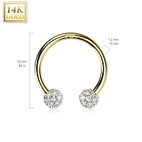 14kt Yellow Gold White Multi CZ Cluster Horseshoe