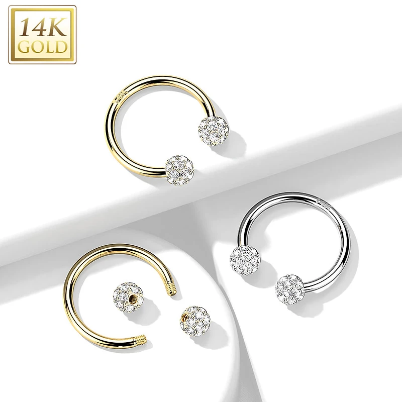 14kt Yellow Gold White Multi CZ Cluster Horseshoe