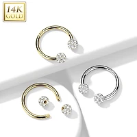 14kt Gold White Multi CZ Cluster Horseshoe