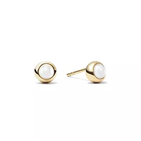 Pair of 925 Sterling Silver Gold PVD White Pearl Minimal Stud Earrings