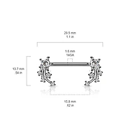 316L Surgical Steel Pink & White CZ Shooting Star Nipple Ring Straight Barbell