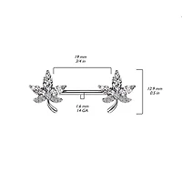 316L Surgical Steel Petal Flower White CZ Nipple Ring Barbell