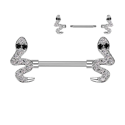 316L Surgical Steel Snake Nipple Ring Barbell