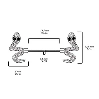 316L Surgical Steel Snake Nipple Ring Barbell