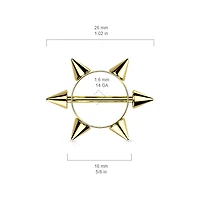 316L Surgical Steel Multi Spike Nipple Ring Shield Straight Barbell