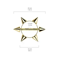 316L Surgical Steel Gold PVD Multi Spike Nipple Ring Shield Straight Barbell