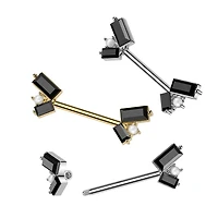 316L Surgical Steel Gold PVD Black CZ Baguette Pearl Cluster Nipple Ring
