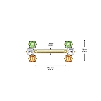 316L Surgical Steel Gold PVD Green White & Orange Straight Barbell Nipple Ring