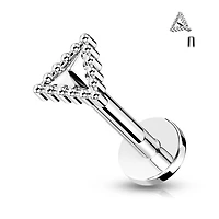 316L Surgical Steel Beaded Design Triangle Flat Back Labret